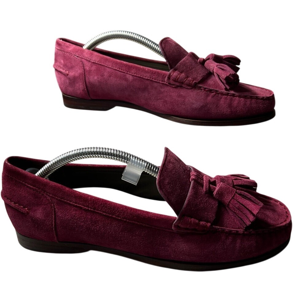 Cole Haan Womens Berry Suede Tassel Loafers Grand.OS Flats Magenta 6.5B